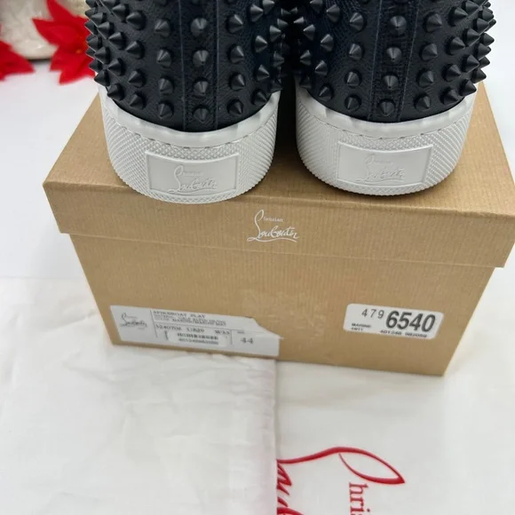 Men’s Christian Louboutin roller boat spike slip on sneakers size 44  Italy - Picture 8 of 13